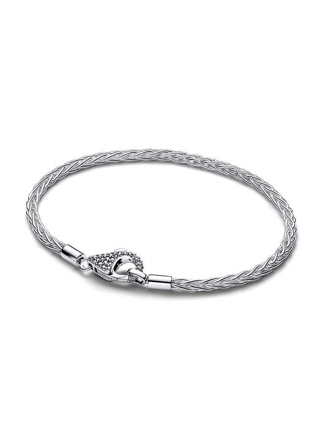 PANDORA Pavé Clasp Foxtail Chain Charm Bracelet - Image 1